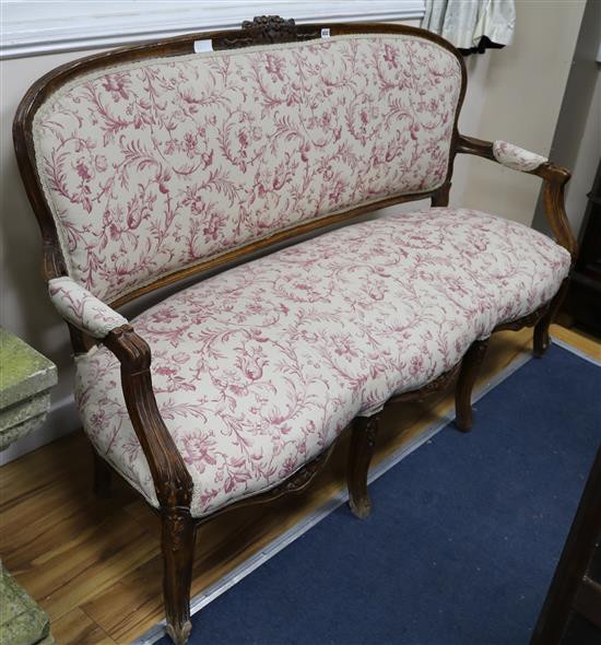 An upholstered French settee W.157cm.